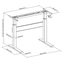 Load image into Gallery viewer, Height adjustable, sit stand desk frame dimensions
