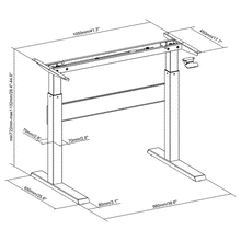 Load image into Gallery viewer, Height adjustable, sit stand desk frame dimensions