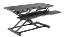 Load image into Gallery viewer, Height adjustable foldable desk converter in black, for desktop when working from home
