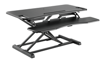 Load image into Gallery viewer, Height adjustable foldable desk converter in black, for desktop when working from home
