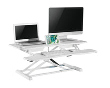 Load image into Gallery viewer, Height adjustable foldable desk converter in white, for desktop when working from home
