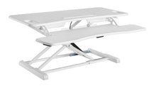 Load image into Gallery viewer, Height adjustable foldable desk converter in white, for desktop when working from home

